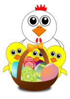 Funny Chicken and Chicks Cartoon Easter